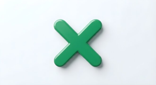 3D Green X Mark &ndash; Wrong, Cancel, Reject and Negative Symbol for Digital Design