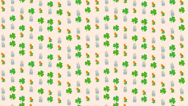 Shamrock and potted plant pattern