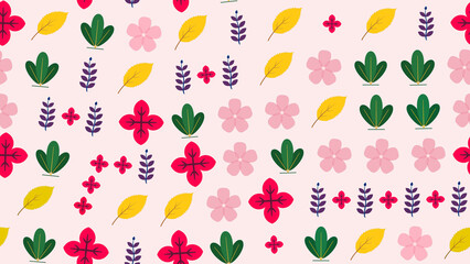Stylized floral and leaf seamless pattern © kim
