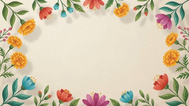 Vibrant Floral Border Celebrating Hispanic Heritage Month with Nature's Beauty