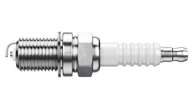 Metallic automotive spark plug isolated icon for engine maintenance and ignition concepts.