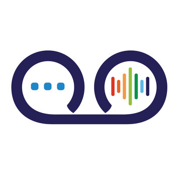 Voice mail with bubble talk or chat icon, and signal wave logo vector.