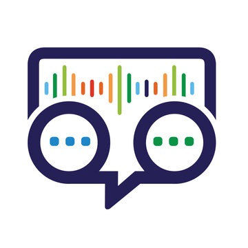 Voice mail with bubble talk or chat icon, and signal wave logo vector.