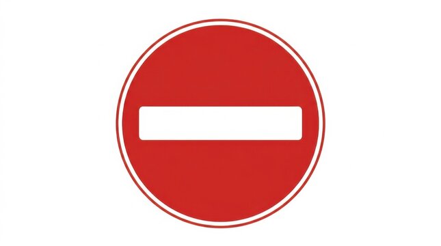 Red Circle Stop Sign with White Bar No Entry Traffic Symbol