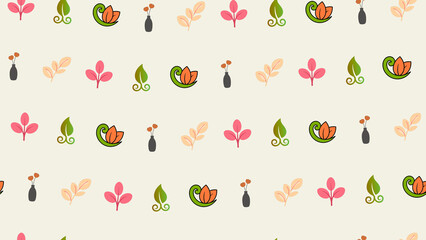 Stylized floral and leaf pattern with vases © naura