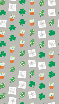 Shamrocks, Cacti, and Leaves Pattern