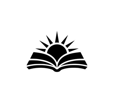 Open Book Rising Sun Icon Representing Knowledge Education Hope Growth