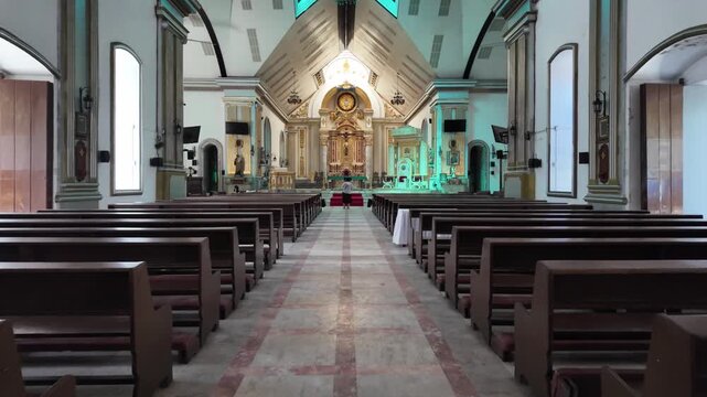 Cathedral interior looking toward altar, Dumaguete, Philippines