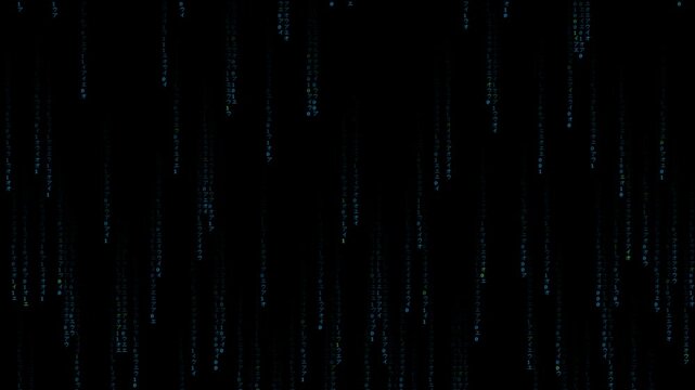 Matrix Style Digital Rain Animation with Falling Green Code Characters
