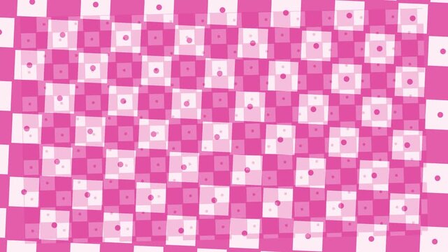 Psychedelic Pink and White Distorted Checkerboard Pattern Motion Graphic Background