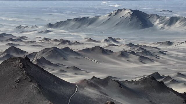Rolling Mars-Like Eroded Hills at Lenghu, Mangya, Qinghai