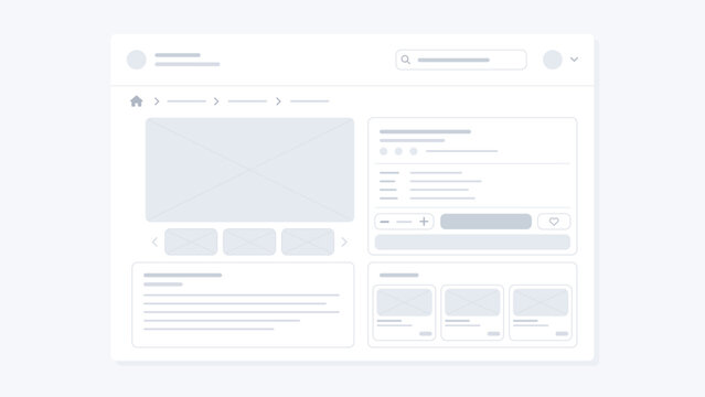 Ecommerce Website Product Page Wireframe UI Design Illustration