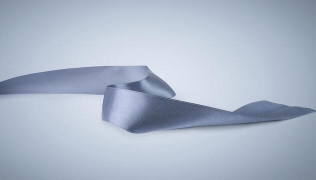 スレートグレーのシルクリボンが二点間を緩やかな螺旋で結ぶ背景 / Slate Gray Silk Ribbon Spiral Background