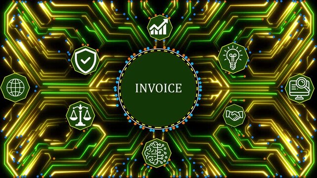 Invoice Advanced Data Analytics, AI Business Intelligence, Business Analytics, AI-Driven Insights, Machine Learning and Predictive Financial Technology 4K Video