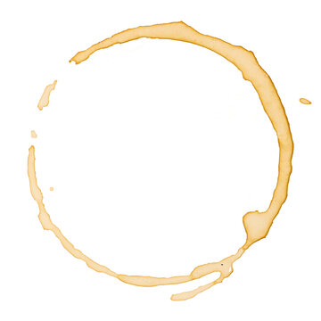 Brown coffee cup stain ring mark on transparent background, ideal for adding a realistic touch to designs
