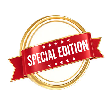 Special Edition Badge with Gold Border and Red Ribbon Design