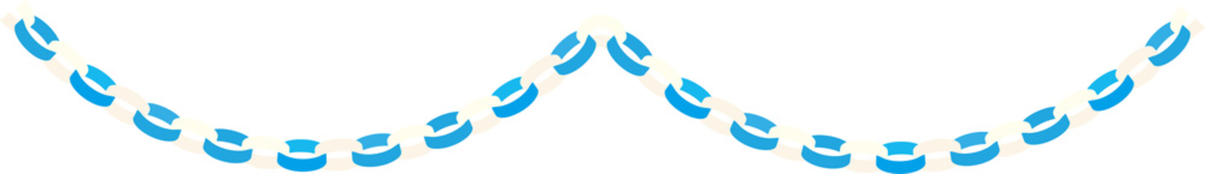 Blue and White Paper Chain Garland Vector | 水色と白の輪つなぎ ペーパーチェーン ガーランド 透過PNG ベクター