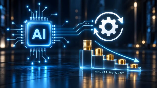 Artificial Intelligence Concept Optimizing Business Operating Costs with Descending Graph