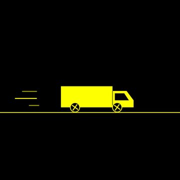 Flat vector delivery van driving fast with speed lines for mobile app loading screen asset