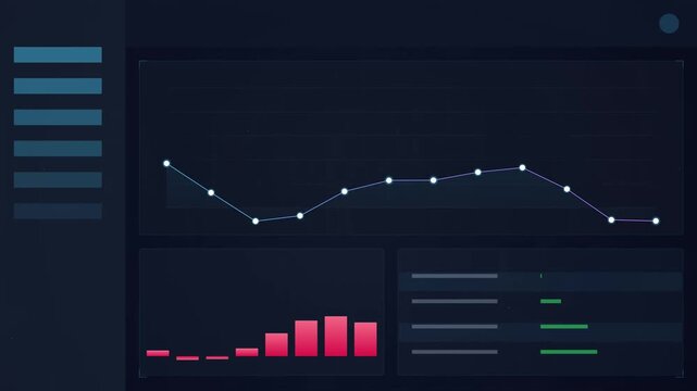 Digital financial dashboard displays real time data analytics