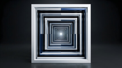 Obraz premium Abstract 3d tunnel art piece with metallic squares