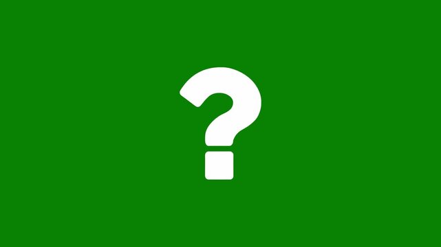Question mark icon animation on green screen for FAQ and help concept 4K video