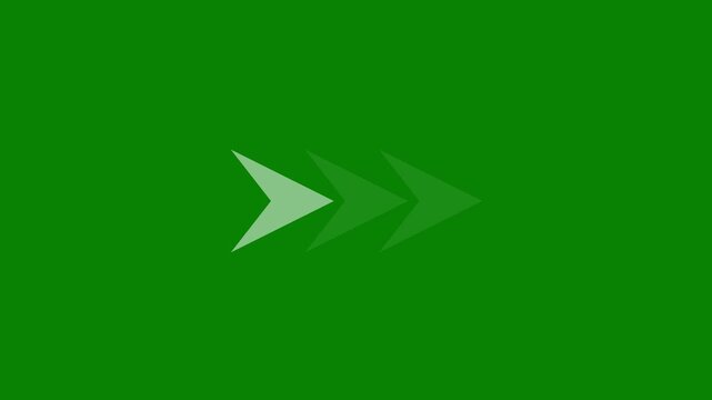 White arrow pointer direction indicator motion graphic animation on green background