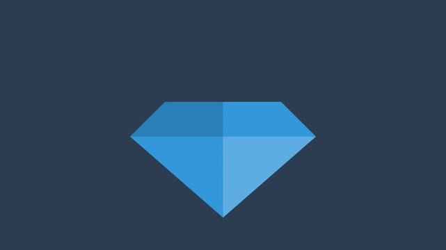 A flat vector diamond with animated gleams and opacity transitions.