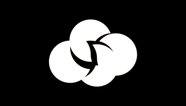 Minimal white cloud symbol formed by overlapping rounded shapes on a clean black background