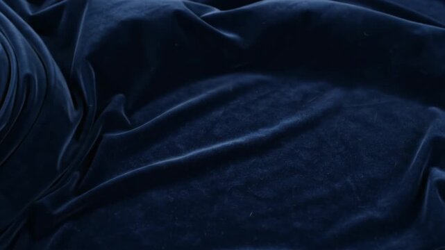 Abstract Luxury Dark Navy Blue Velvet Fabric Flowing Texture Background