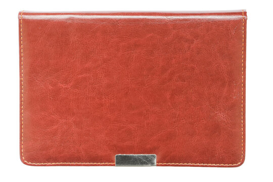 Brown leather desk mat with stitching. Office workspace accessory.