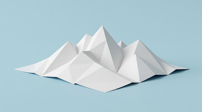White geometric mountain range on blue background