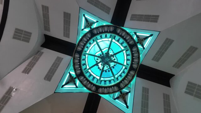 Stained glass ceiling dome, cathedral , low angle, Dumaguete, Philippines