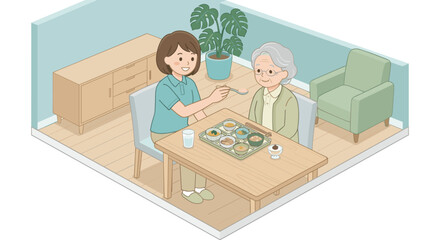 Concept Vector Illustrations for Home Care and In-Home Care Services. © DRN Studio