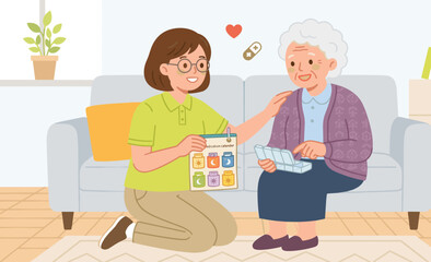 Concept Vector Illustrations for Home Care and In-Home Care Services. © DRN Studio