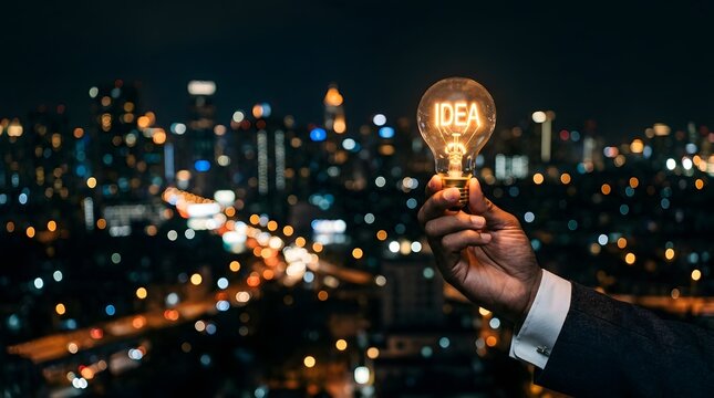A Person Holding A Glowing Light Bulb With Idea Written Inside It