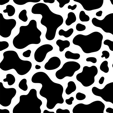 Black And White Abstract Cow Animal Skin Print Seamless Pattern