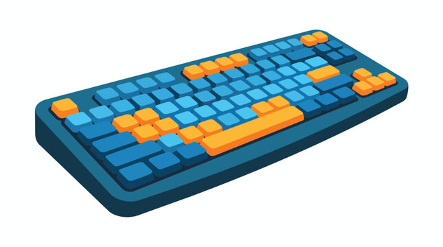 Keyboard Design with Orange and Blue Highlighted Keys Vector Illustration