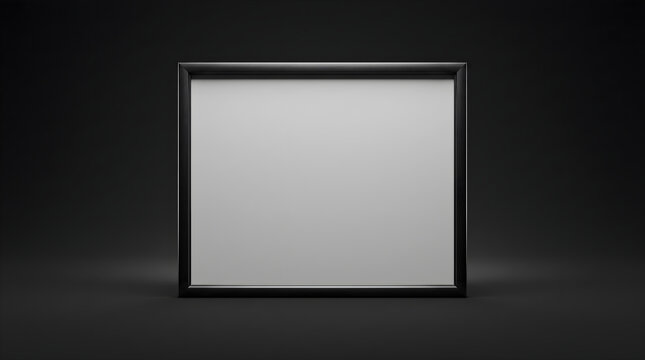 Minimalist black 16x20frame mockup featuring empty white space on a dark background for design presentation