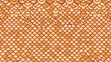 Close-up of orange and gold fish scale pattern with shimmering finish © Lemper