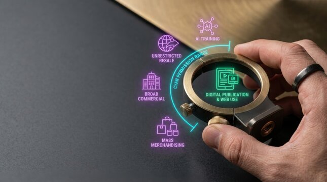Individual rotating a camera-tripod adjustment collar to visualize creative usage rights and photography equipment functionality