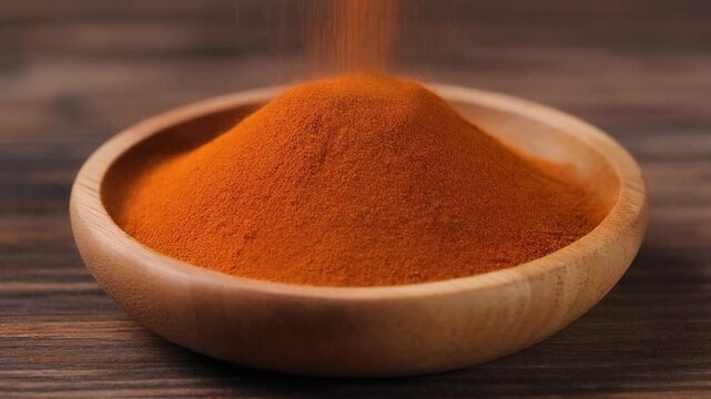 Paprika settling in a wooden bowl