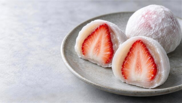 いちごの断面が見える白あんのいちご大福