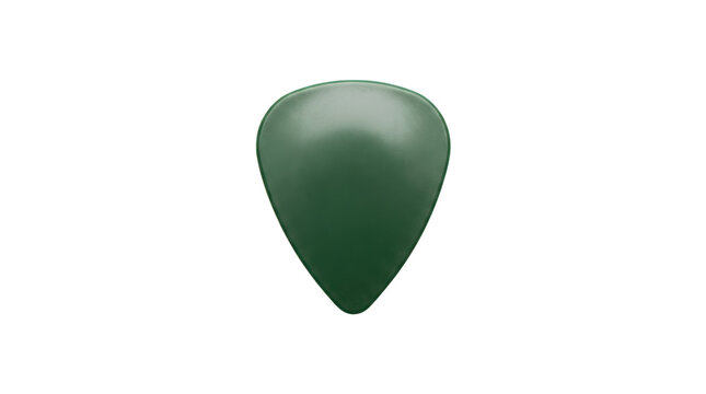 Green guitar pick poised for music creation with studio lighting isolated on transparent background