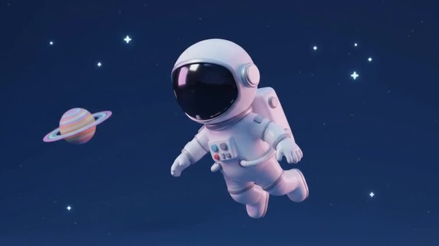 Astronaut Floating In Deep Space