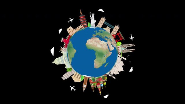 Travel Around the World Loop With Alpha Channel
