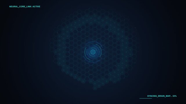 Futuristic Neural Network Loading Interface Digital Brain Mapping Animation