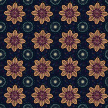 Elegant floral seamless pattern with ornamental flowers on dark background
(Pola mulus bunga yang elegan dengan bunga hias latar belakang gelap)
