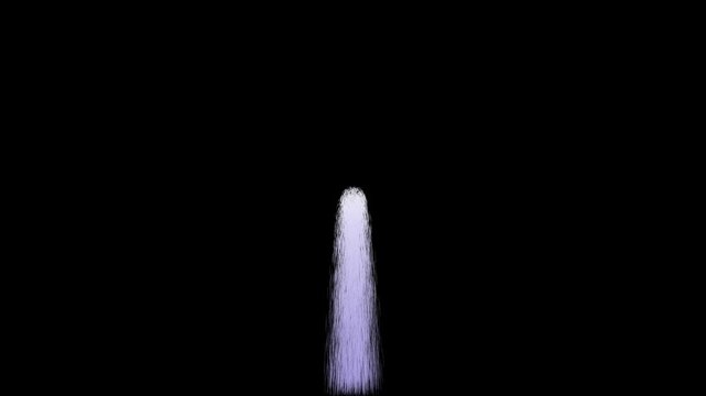 Vertical column of glowing particles moving upward on black background a stream