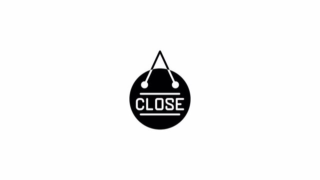 Open & close text on signboard. OPEN, close announce invitation on door, closed and open plate animation without background.

